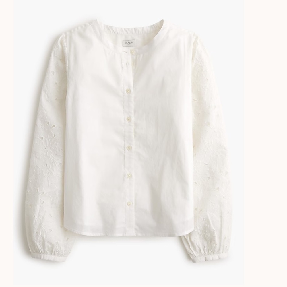 J crew Eyelet-sleeve button-front top